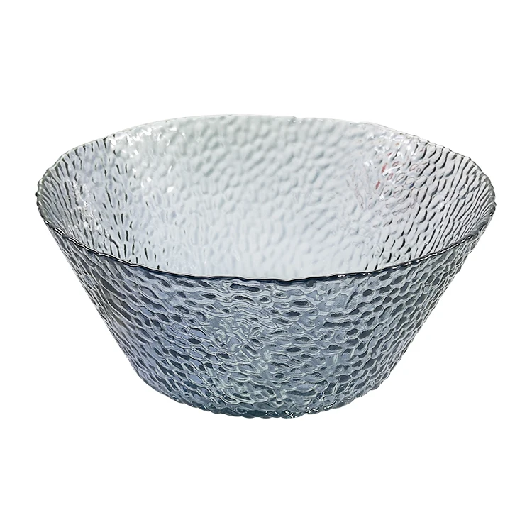 New Design Hammered Rim Texture Glass Bowls Customized Big Glass  Fruit Bowl For Home