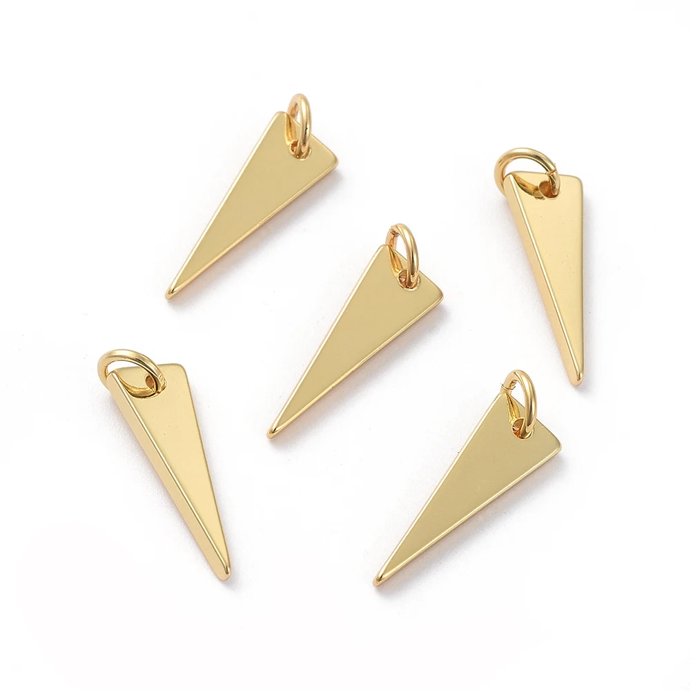 

PandaHall Long-Lasting Real Gold Plated Triangle Brass Pendants