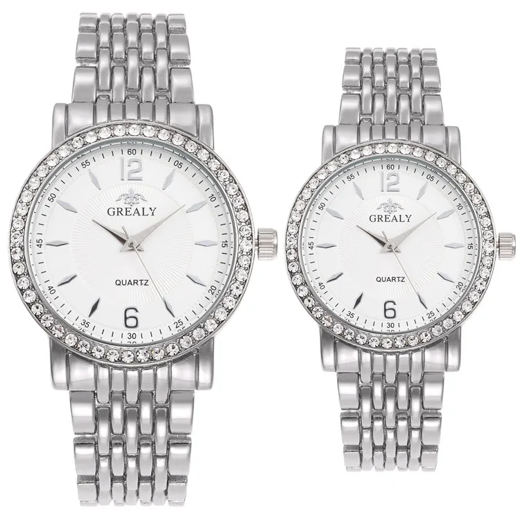 

Female Male Alloy Wristwatch Quartz Luxury Wrist Watches Fashion Valentine Couple Watch, Picture shows