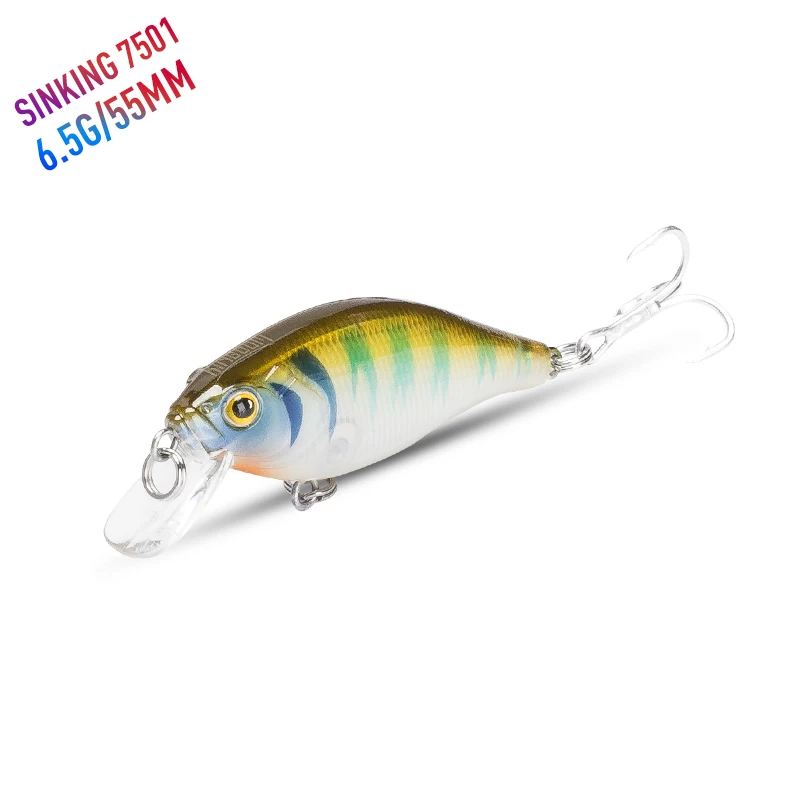 

New Sea Fishing Lure 7501 Sinking Suspending Minnw Lure 55mm 6.5g Bait Different Lips Wobblers Hard Bait Fishing Tackle, 4 colors