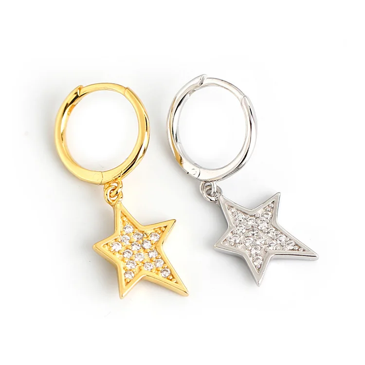 

Korean plated jewerly cubic zircon gold Earrings designs for girls star earrings