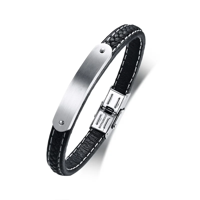 

Cross-border e-commerce retailer wholesales jewelry stainless steel leather bracelet men, Picture