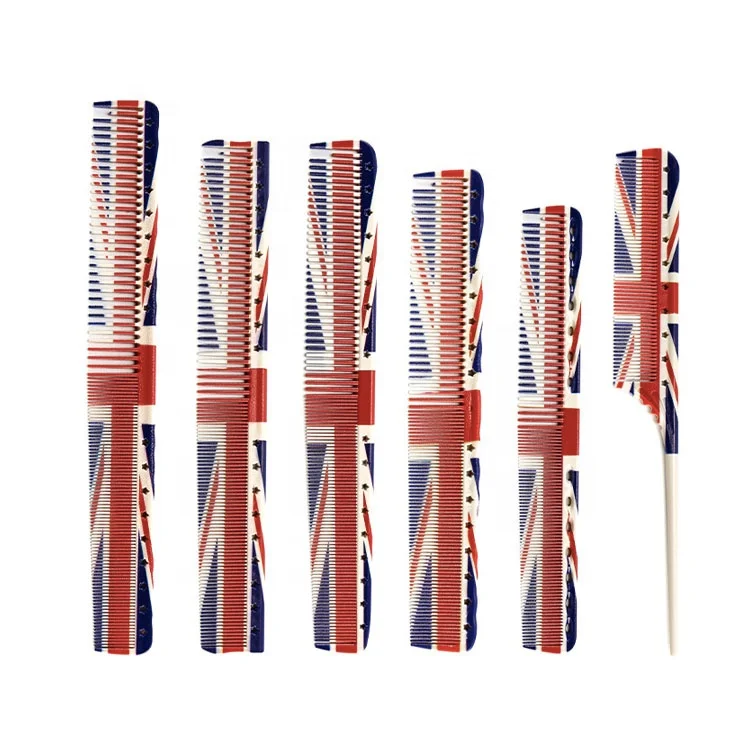 

Amazon Top Seller DIY UK Flag Pattern Hair Comb Plastic Hair Salon Comb