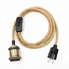 Lamp Fitting 2.5M Europe Plug Rustic Hemp Cord with Switch Vintage Light Socket Cord Sets E27