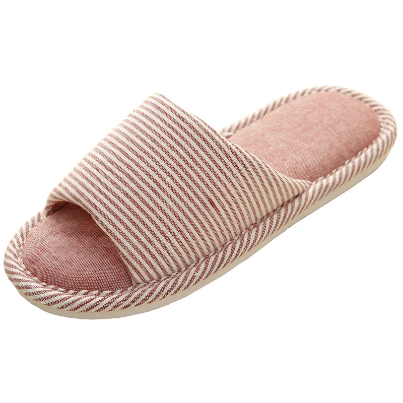 

Japanese Style Four Seasons Linen Slippers Home Men and Women Couples Non-slip Cotton Slippers, Pink, grey, beige, blue, brown