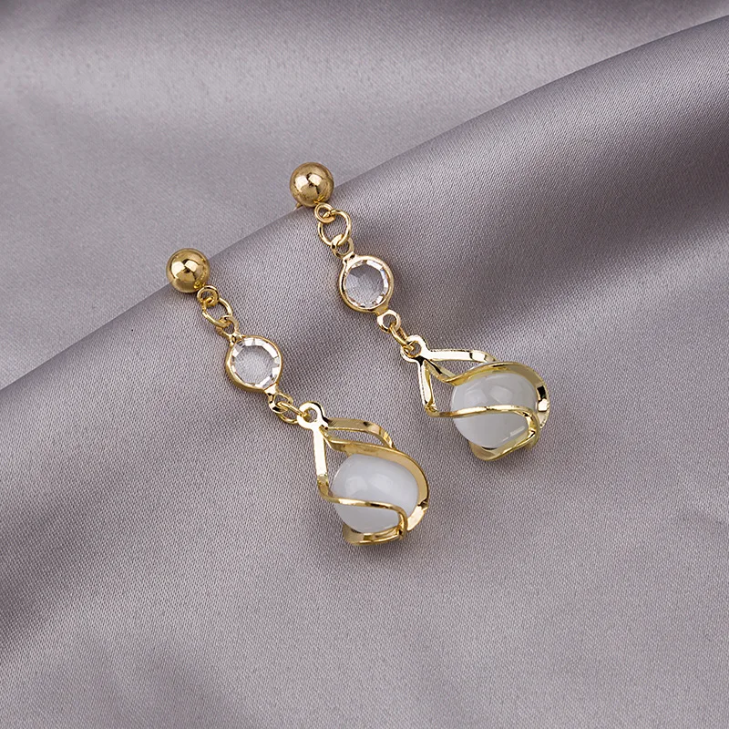 

fashion trendy spiral opal beads drop earrings women