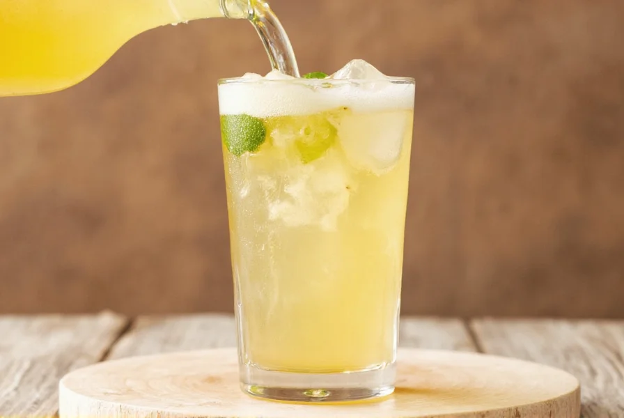 Barrett Ginger Beer poured into a glass with lime wedge garnish