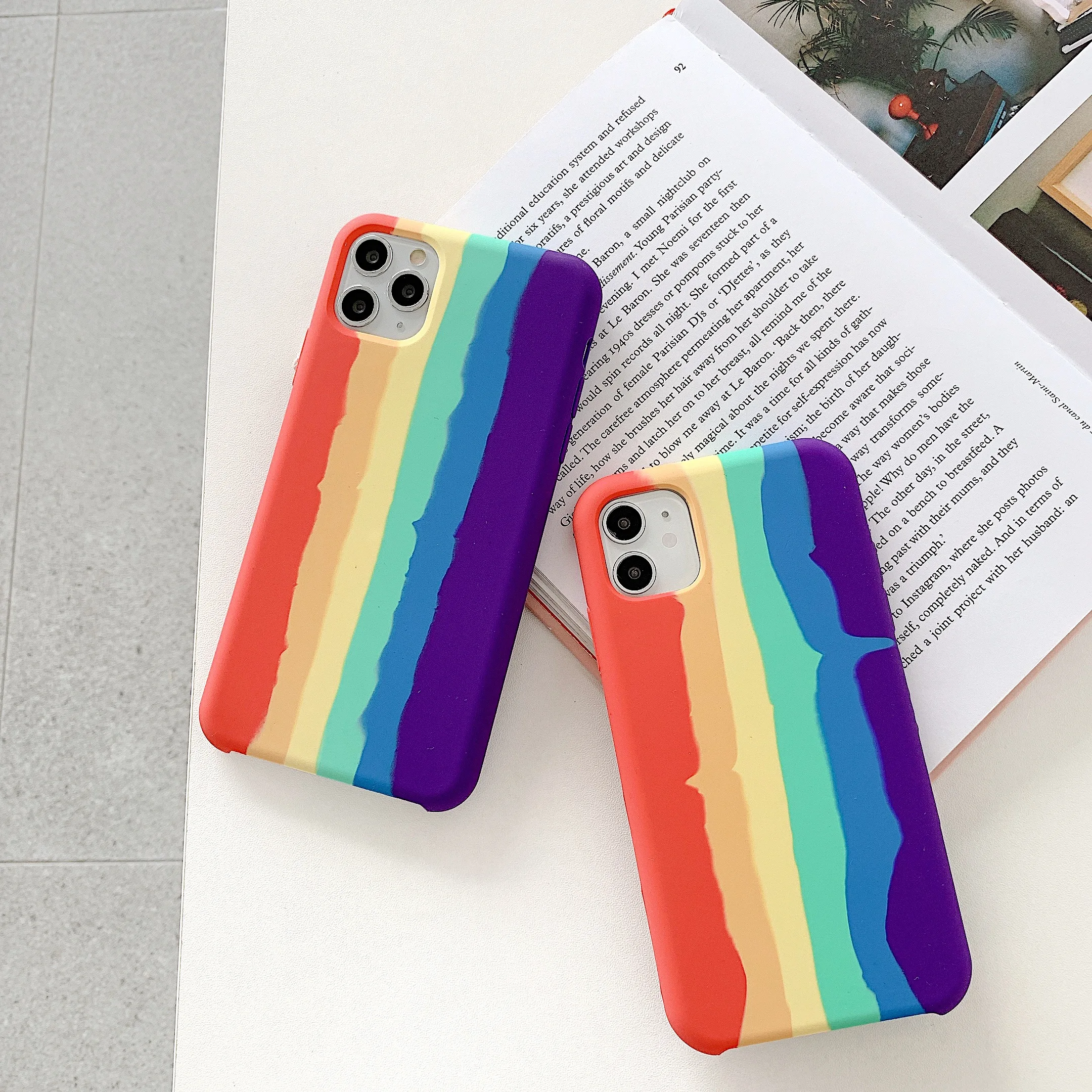 

rainbow colorful liquid silicone Phone Case cover For Iphone 11 Pro