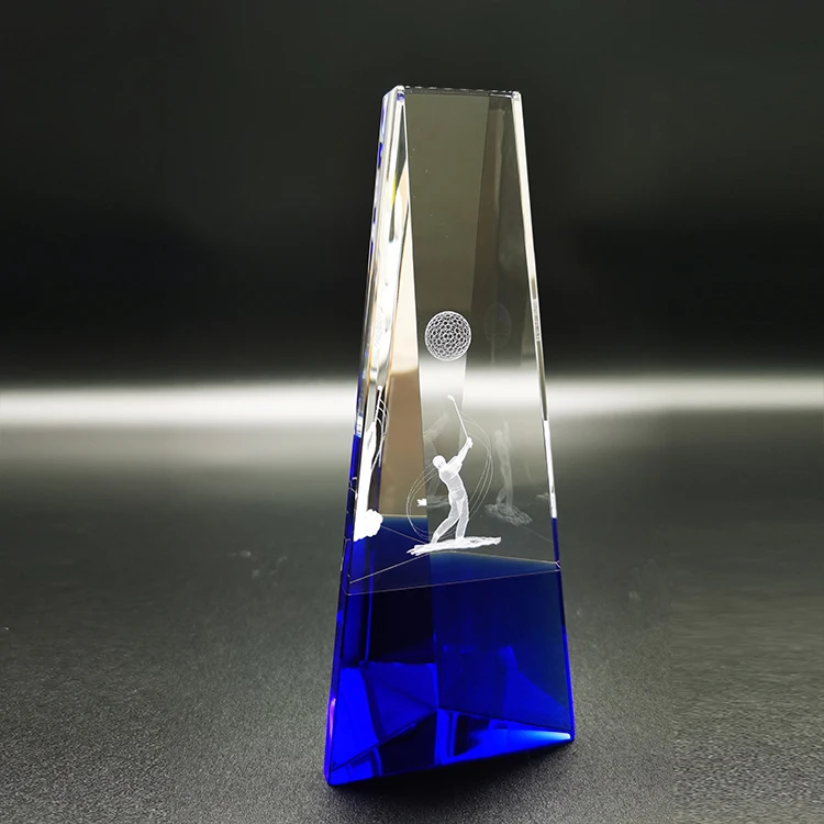 

Factory Wholesale New Design Fashion Transparent Crystal Trophy Golf, Clear
