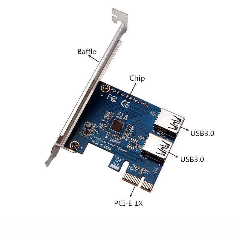 

Dual ports USB 3.0 PCI-e Expansion Card PCIe 1X to 2 Port USB3.0 controller Adapter in stock, Blue