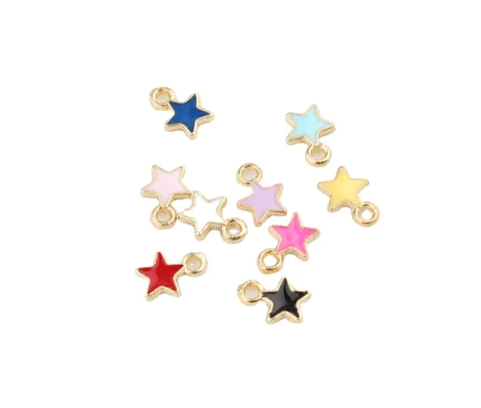 

small color enamel star charms DIY tiny metal star charms for bracelet little star charms jewelry accessories