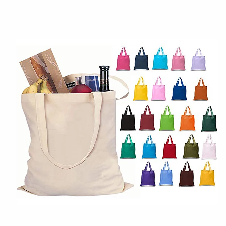 

Wholesale natural blank custom logo printed reusable cotton canvas tote bag shopping in stock