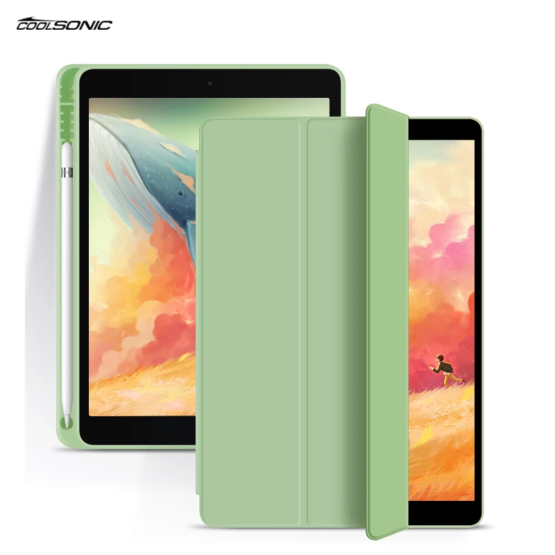 

Tablet Case Stand For iPad Air3 10.5\Pro 10.5 Silicone Tri-Fold Case With Pencil Slot Magnetic PU Leather, Multi colors