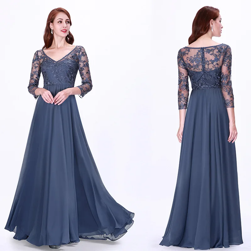 

Women's new dress elegant solid color lace long evening dress YF60002