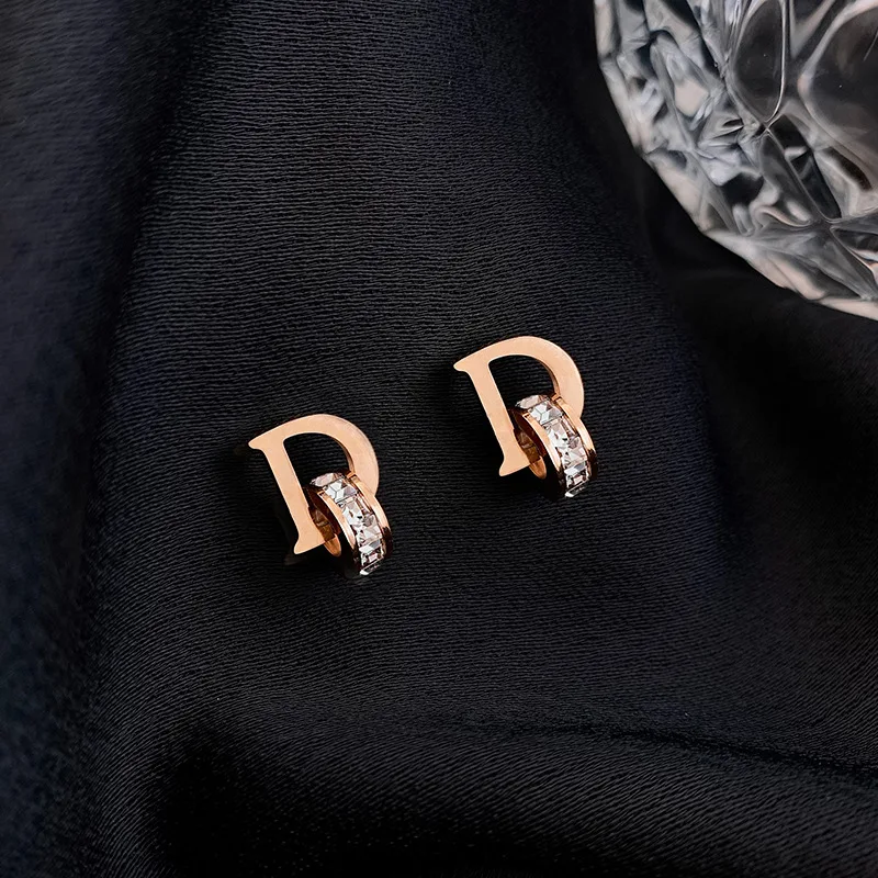 

2022 Designer Jewelry Famous Brand Women's Party Earrings Stainless Steel Letter D Earrings