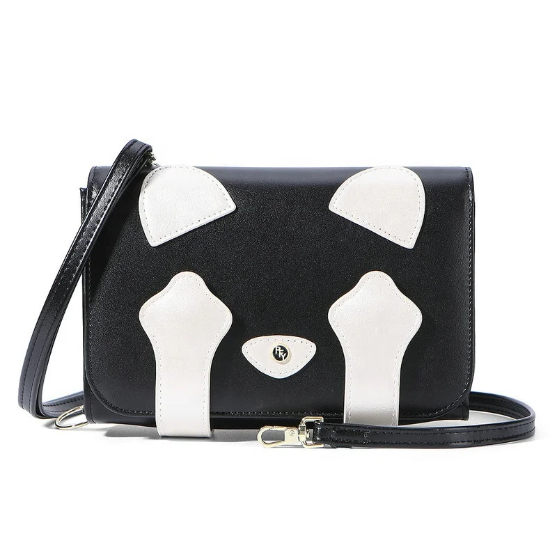 

Creative small light weight cute pu casual black sling bag for girls