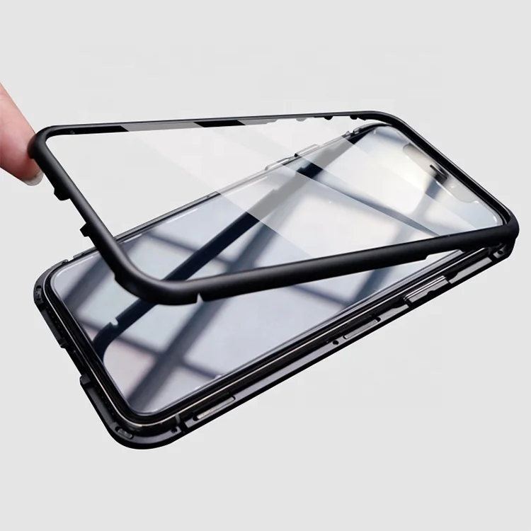 

Metal Magnetic Case Dual Tempered Glass Magnet Case Cover For Samsung S10 For iPhone 12 11 Pro Max XR XS MAX X 8 7 6s 6 s Plus
