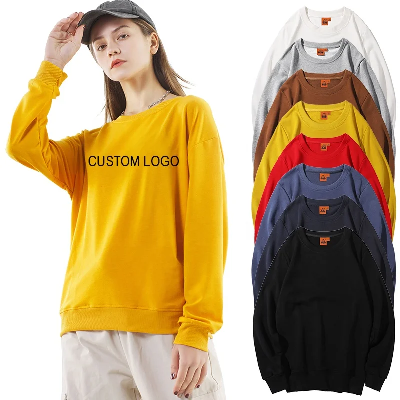 

New fashion hot transfer custom logo crew neck graphic cotton plain hoodies for crewneck oversize womens sweatshirt