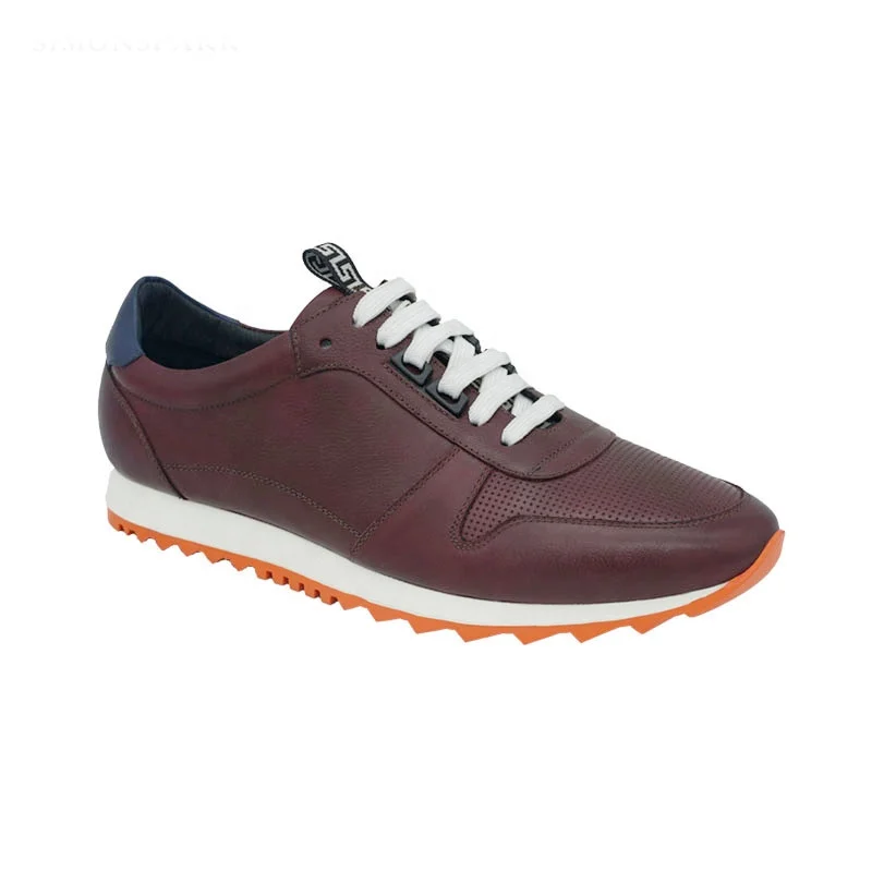 

Mens Sneakers Running Shoes Casual Wine Fashion Sports Shoes Genuine Leather