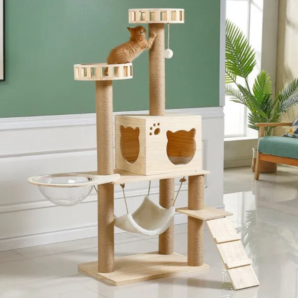 

Luxury Solid Wood Cat Climbing Frame Cat Space Capsule Large Cat Activity Tree