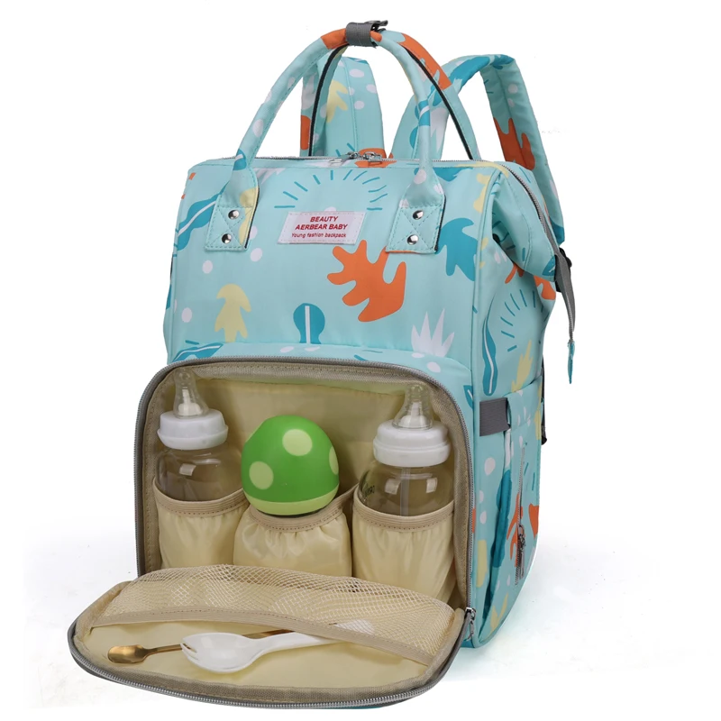 

Custom fashion floral pattern large capacity mommy bag daily multifunctional nappy backpack for baby, As the picture