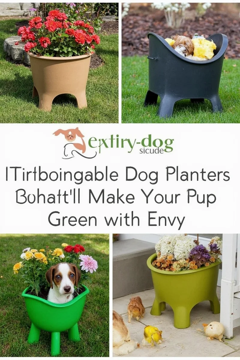 Golden Retriever laying peacefully next to a series of elevated planters filled with colorful flowers
