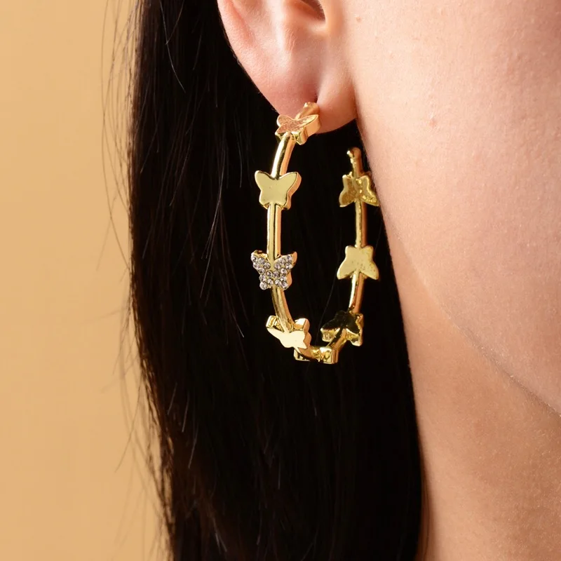 

Fashion Design Beautiful Butterfly Earrings Simple Hoop Earring