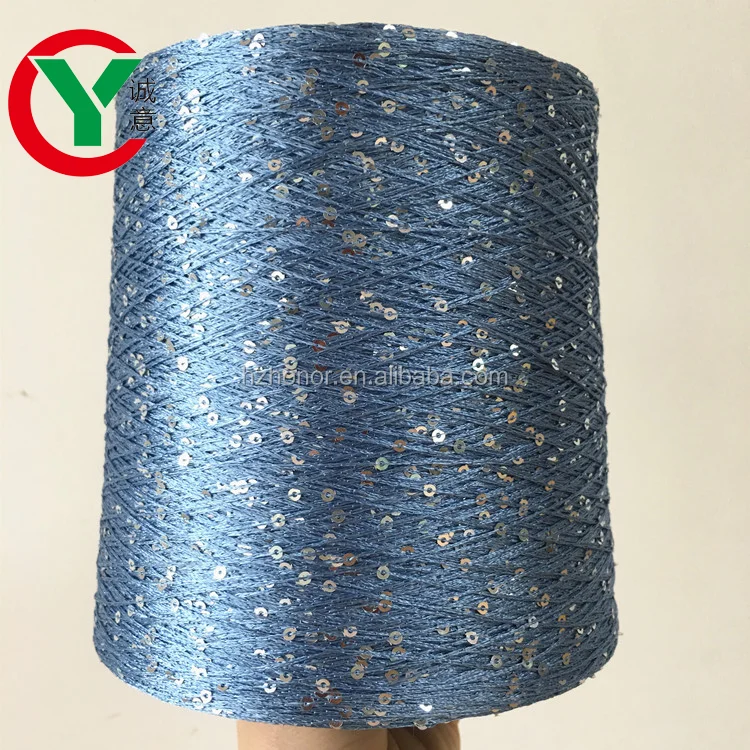 
100%Polyester thread with 2MM,3MM Sequins yarn fancy yarn for hand knitting of sweater  (1600159529216)