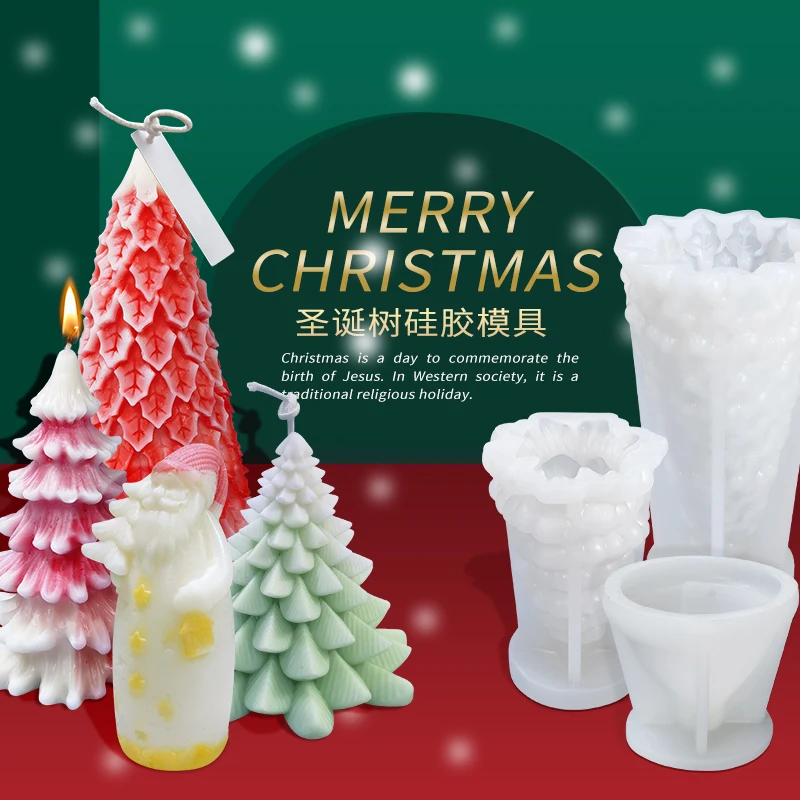 

DUMO Aromatherapy Christmas Candle Mold DIY Santa Plaster Handmade Soap Christmas Tree Silicone Mold