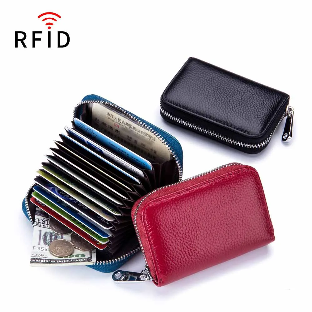 

First cowhide RFID anti theft men card wallet women card holder wallet wholesale