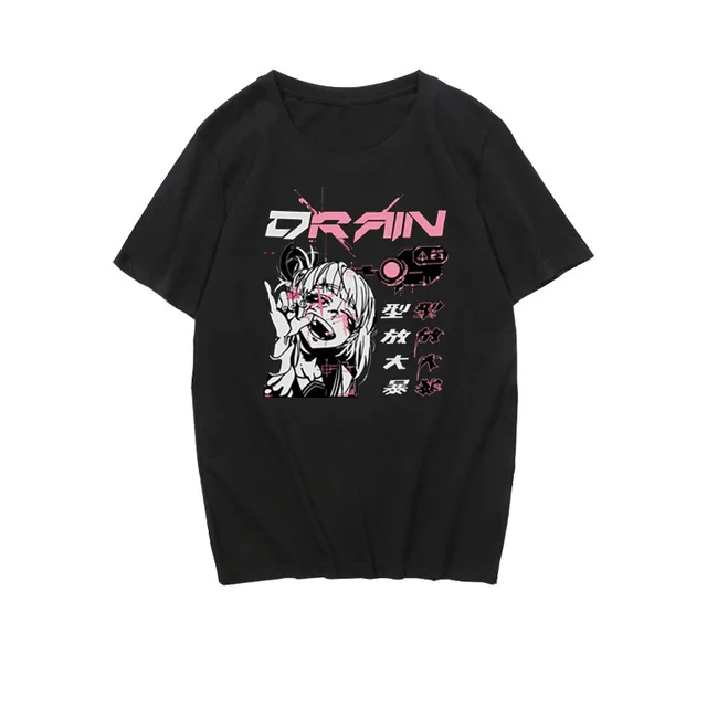 

Women Y2K Cartoon Top Japanese Anime Harajuku Kawaii Harry Style Punk Summer Short Sleeve Loose Plus Size Dropshipping Clothes, Black