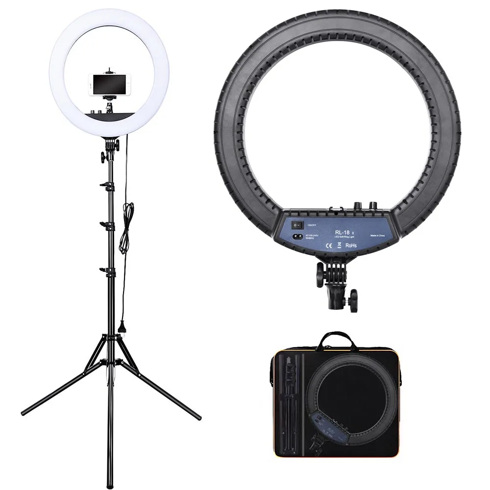 

FOSOTO RL-18II Photographic Lighting 3200-5600K 512 Led Ring Lamp Camera Photo Studio Phone Makeup Ring Light with tripod stand