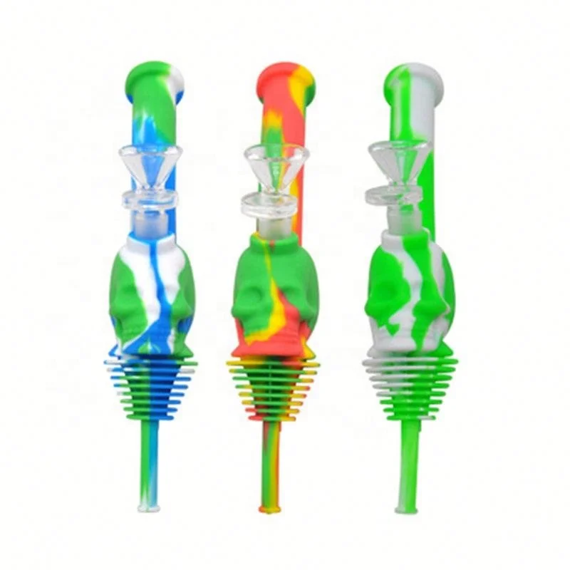 

Silicone Unbreakable Camouflage Sk-ull Smoking Pipe Jhsport, Red/blue/green
