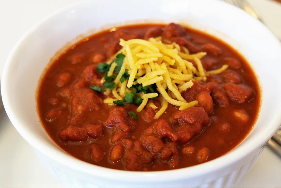 A steaming bowl of chili
