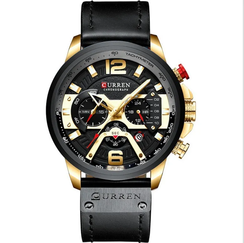 

Top brand Curren 8329 waterproof popular men watches with genuine leather strap, 5 colors