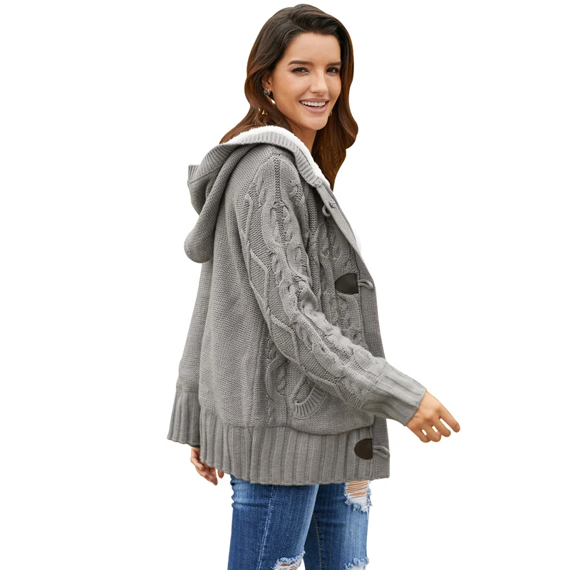 

womens outwear plus cashmere cardigan sweater thicken long-sleeved hooded sweater