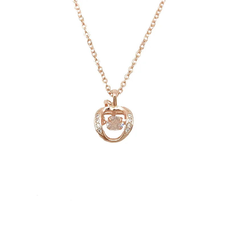 

Dylam Wholesale Price Good Quality Zircon 925 Sterling Silver Gold Platinum Plated Thin Necklaces Fruit Apple Pendant Necklace