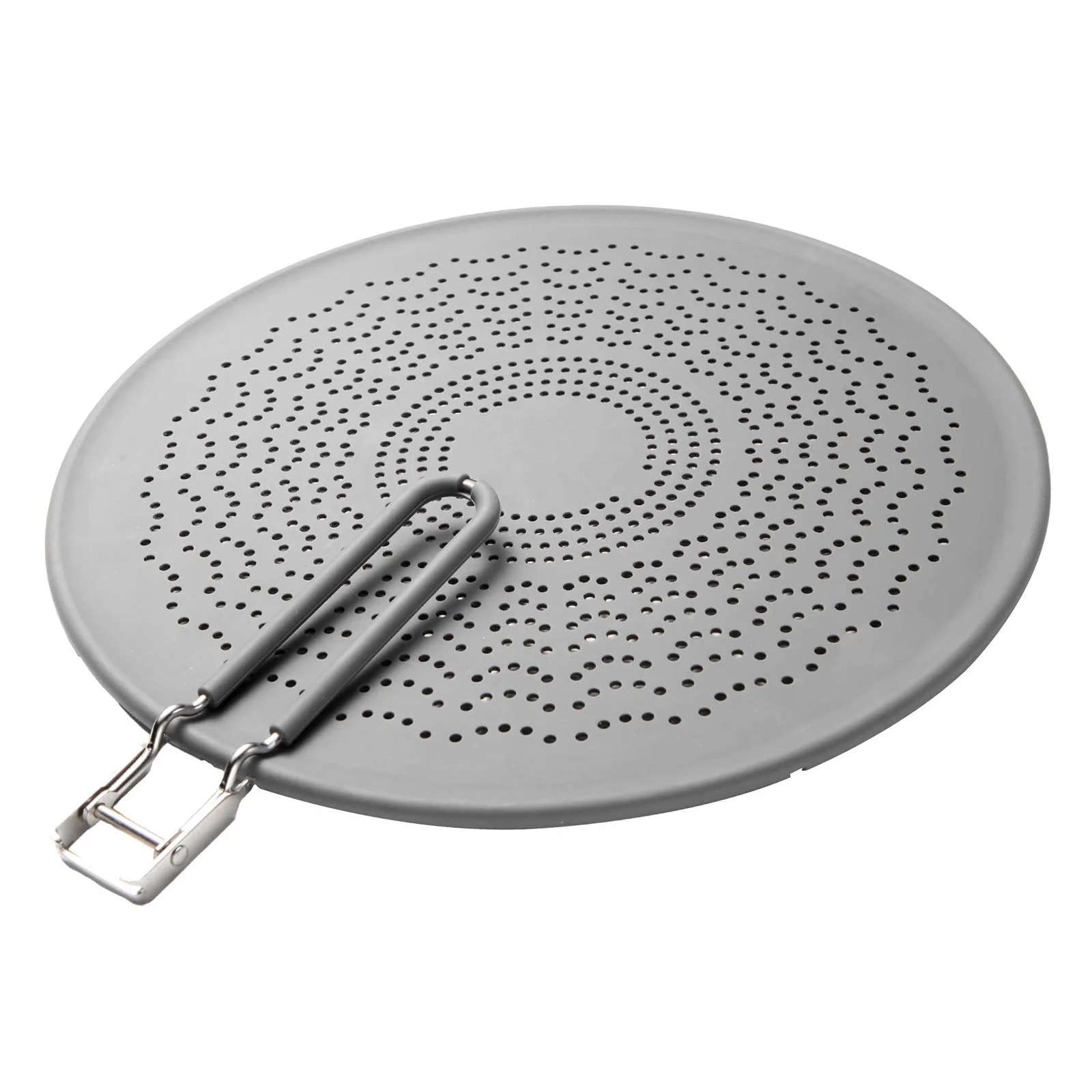 

13" Silicone Splatter Screen for Frying Pan, Oil Splash Guard with Folding Handle, Grease Splatter Guard For Cooking, Strainer, Grey