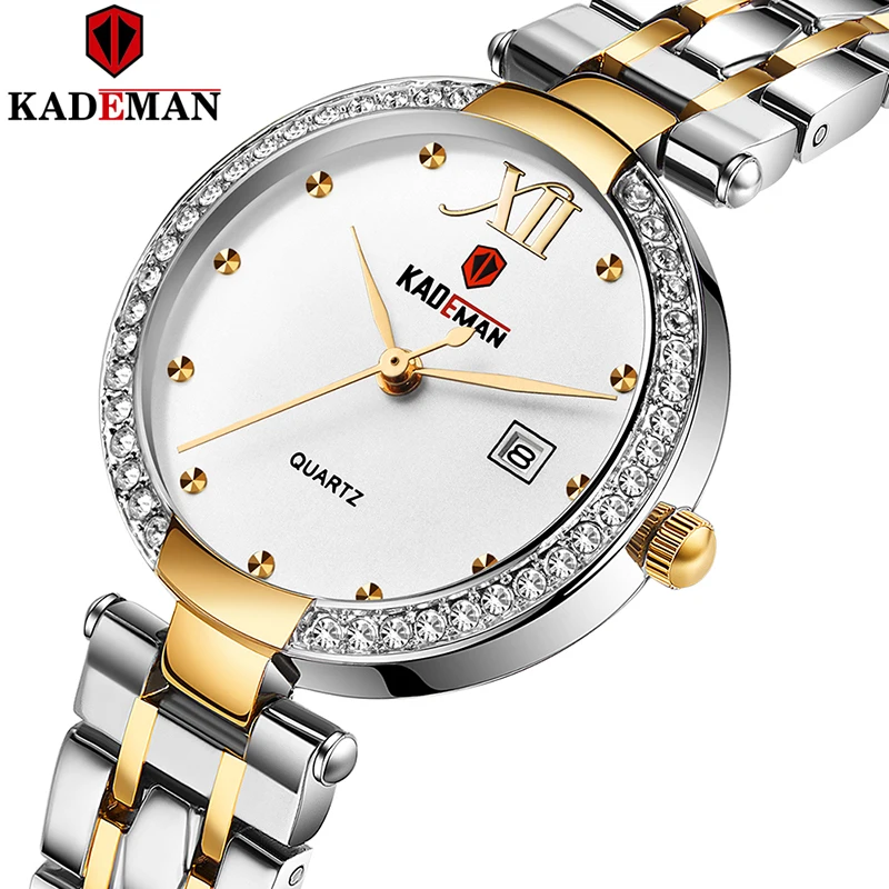 

Kademan 2020 Dress Gold Watch Women Crystal Diamond Watches ladies Wrist Watches Stainless Steel Silver Clock Women Montre Femme