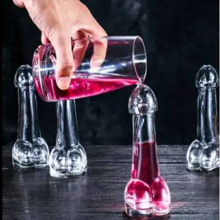 

creative penis shape glass bottle 100ml bar ware dick cocktail glass