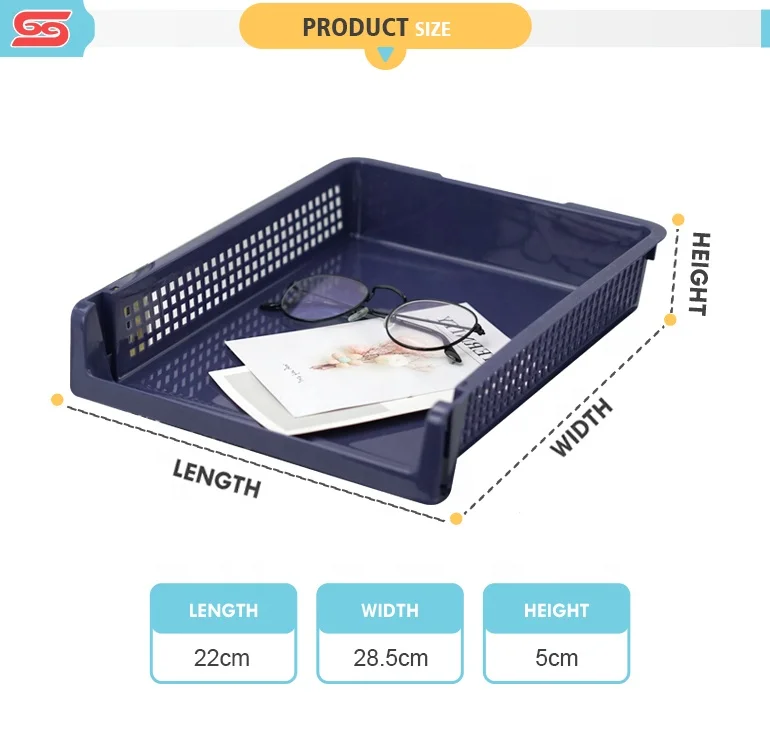 
plastic storage organizer office desk file tray with customizable logo 