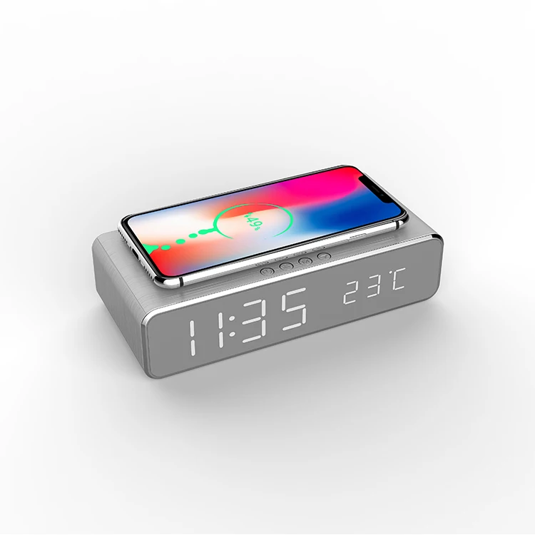 

High Quality LED Alarm Clock Wireless Charger With Temperature Display