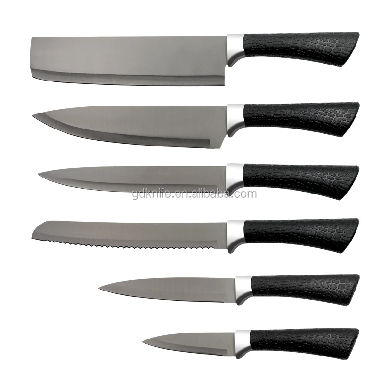 Professional 5 pcs with pp handle  black  titanium plated non stick coating stainless steel kitchen knife set