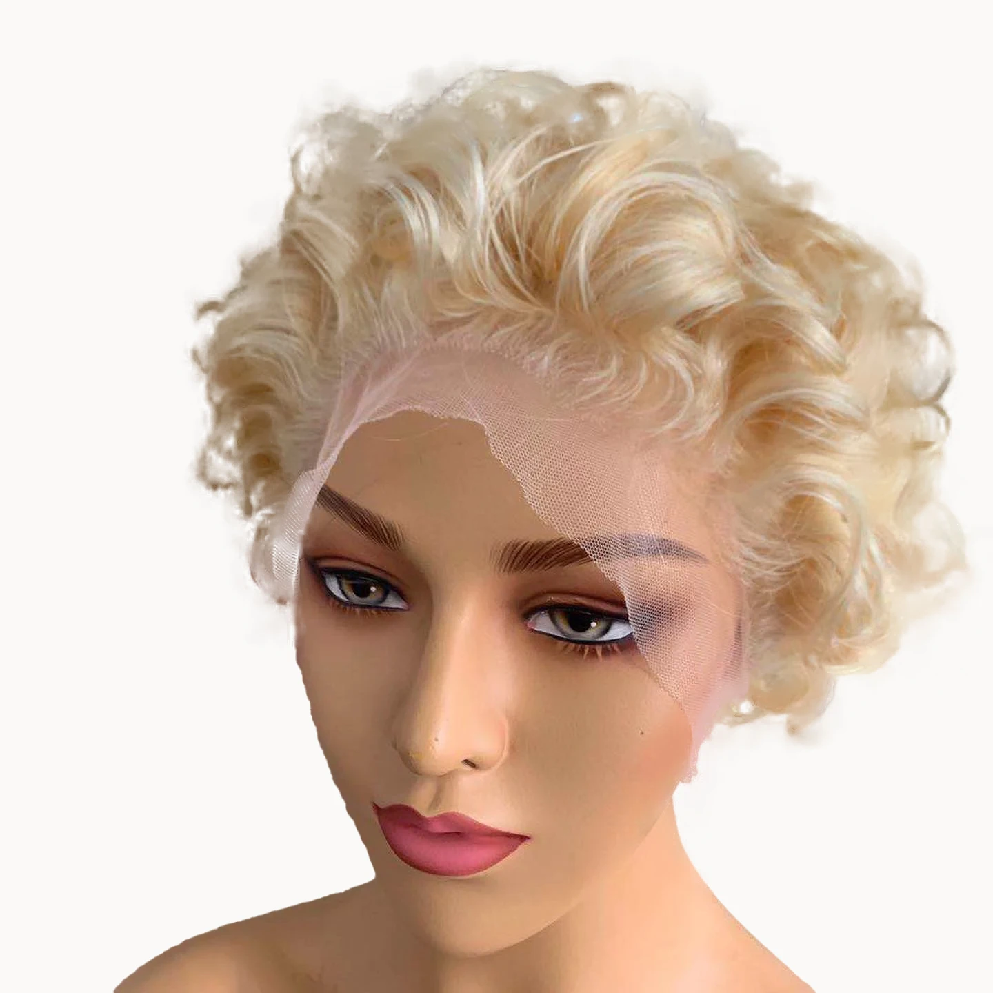 

Best selling blonde wig 13*4 Transparent lace frontal Pixie Wig