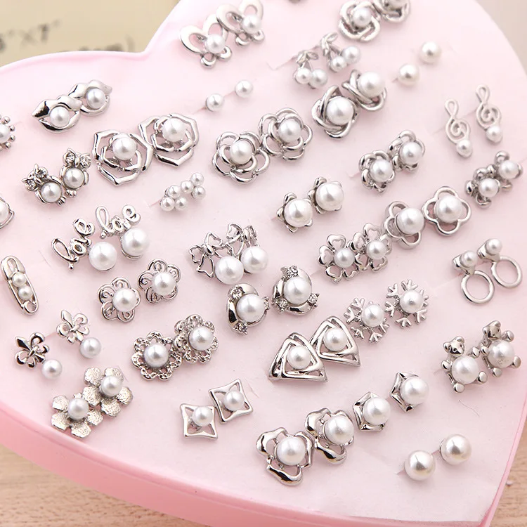 

Korean Small Opal Stud Earrings Charms Box Sets Jewelry, As picture
