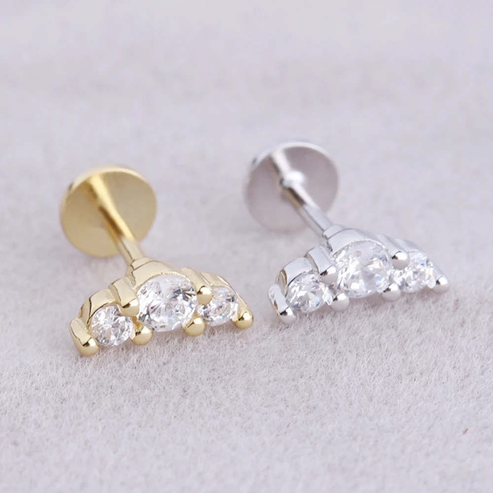 

Ear Piercing Zirconia Gold Tragus Flat Back Stud Earrings For Women