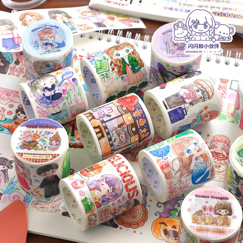 

4 Style Cute Washi Tape With Release Paper Diy Hand Account Material With Background Material For Girls