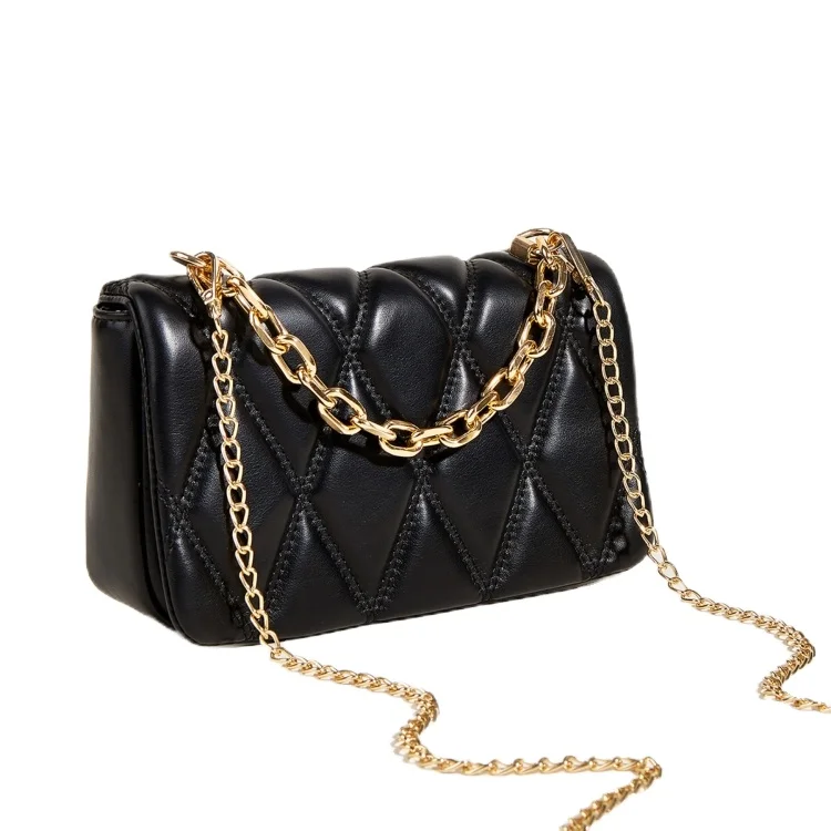 

Fashion Luxury Minimalism Square Shoulder Bags Chains Crossbody Bag For Women Purses And Handbags, Black