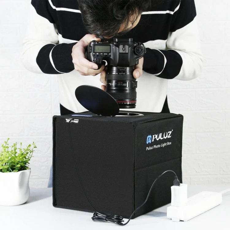 

Puluz 40*40Cm Photography Boxes Led Large Product Rotate Mini Photo Lighting Studio Shooting Tent Box, Black