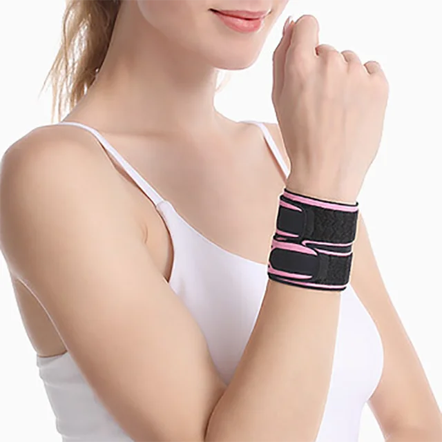

Wholesale Fitness Leather Adjustable Support Wrist Wraps carpal tunnel wrist brace, Black+pink